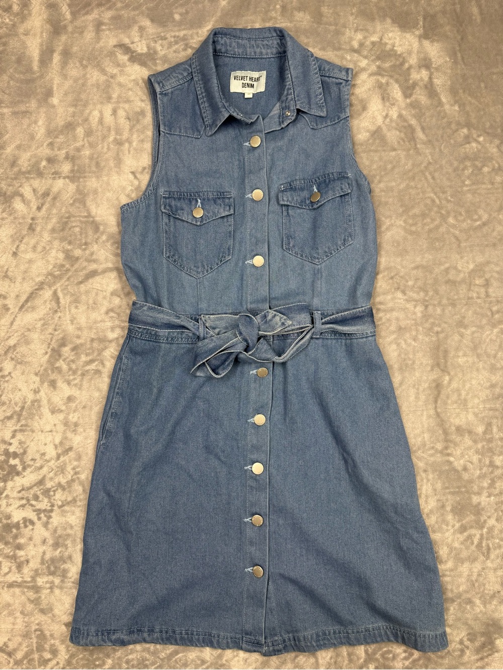 Velvet Heart Light Blue Denim Sleeveless Denim Mini Dress